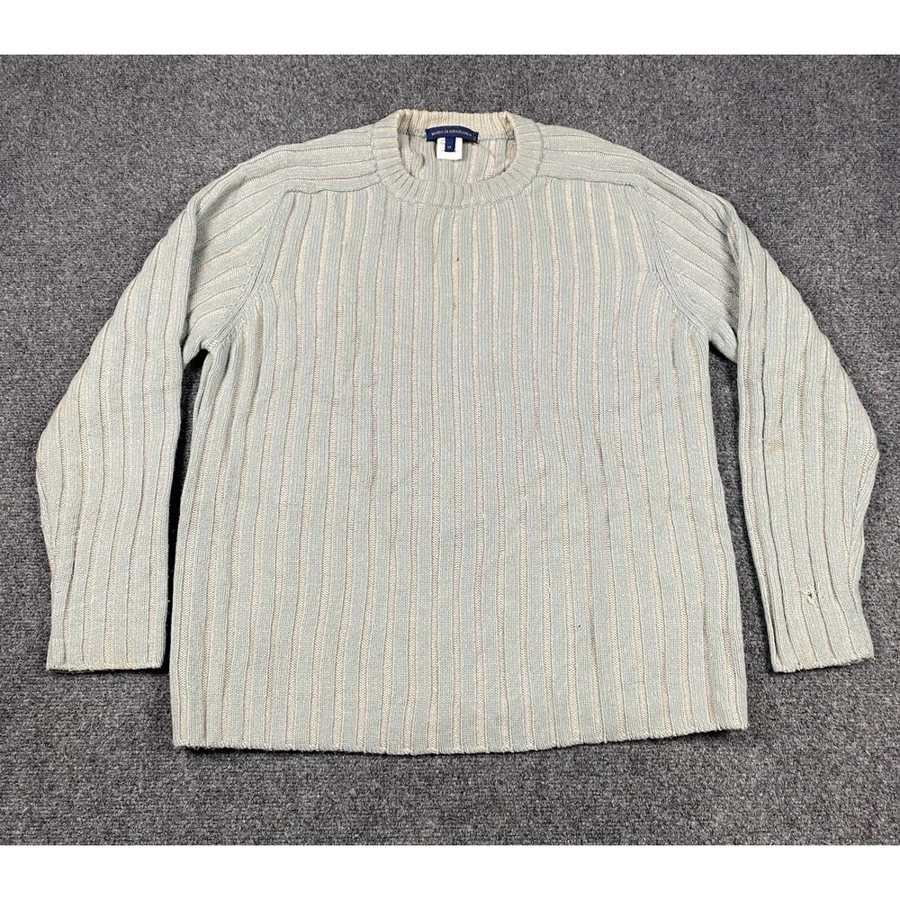maria di ripabianca Camel Wool Ribbed Pullover Sweater Green Sz 54 Fisherman ***